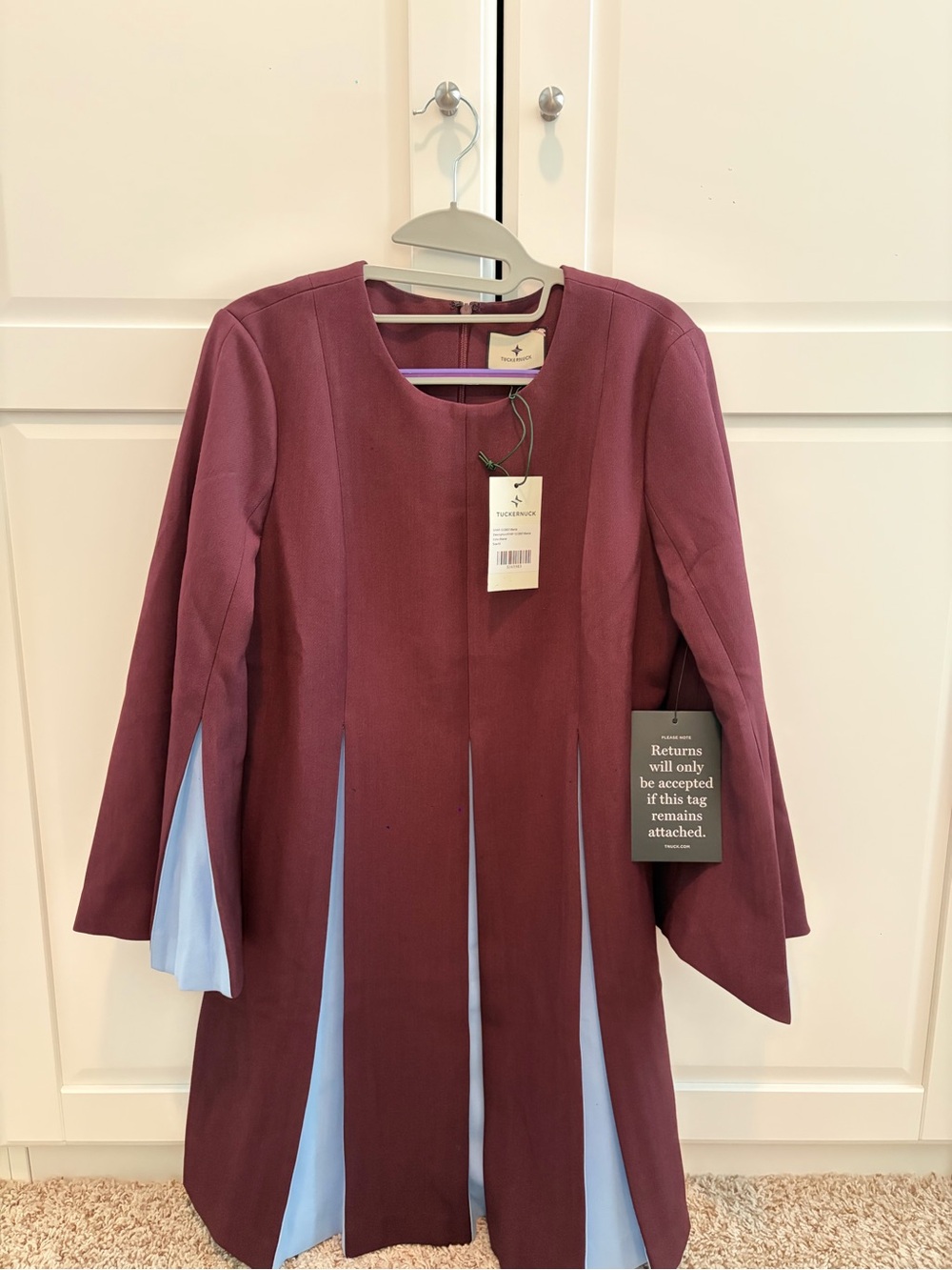 Tuckernuck Wine & Light Blue Pleated Dress